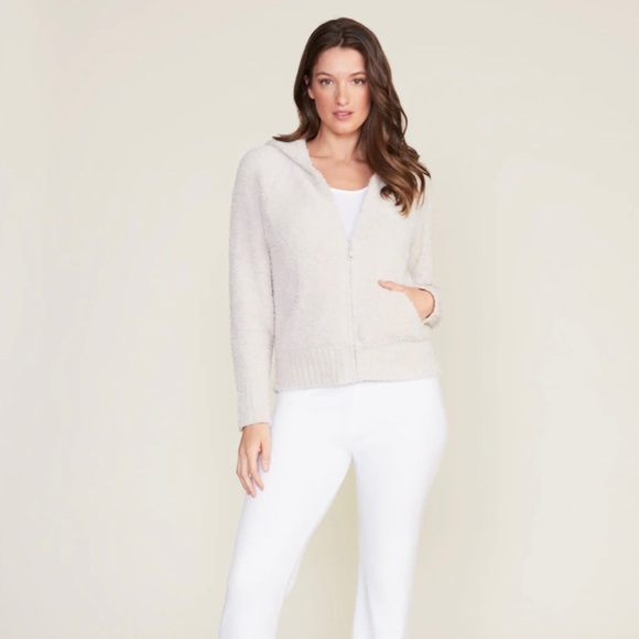 Barefoot dreams CozyChic Women's Relaxed Zip-up Hoodie cream small - Picture 1 of 5